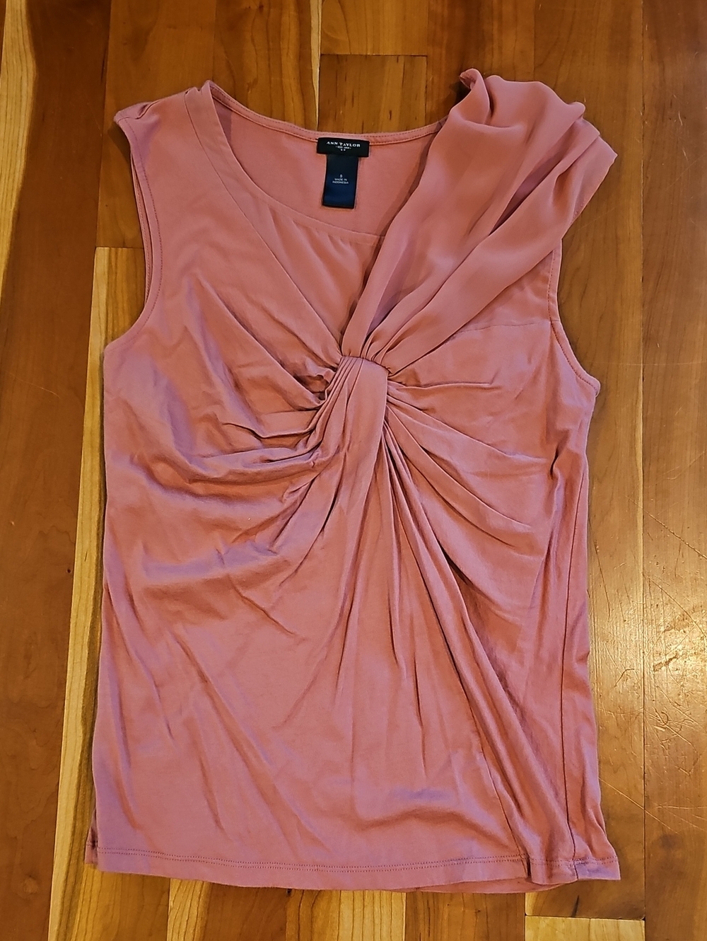 Ann Taylor Rose-Pink Knot Front Sleeveless Top